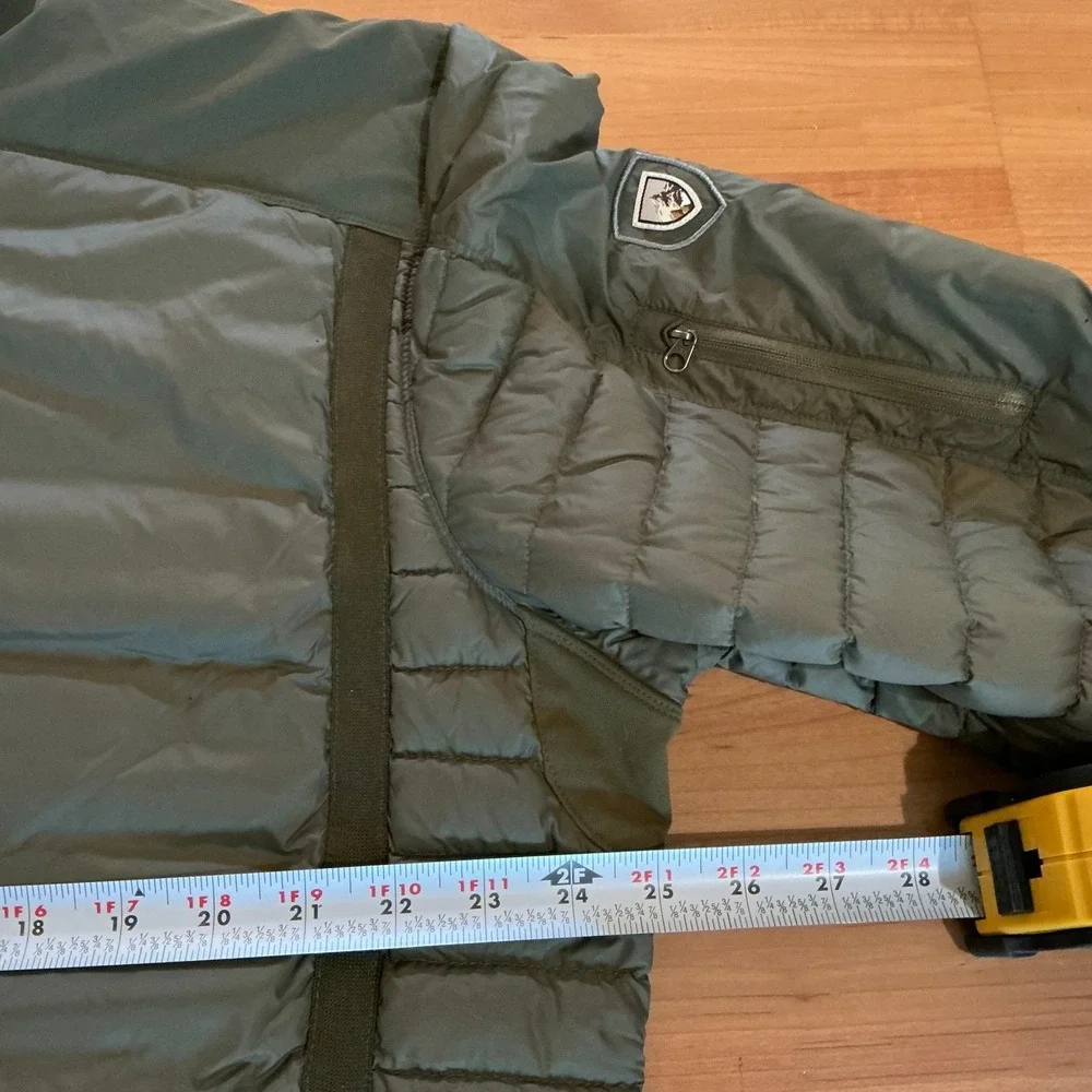 Kuhl Projerkt Down Puffer Jacket Mens XXL Olive Green Full Zip Coat Outdoor